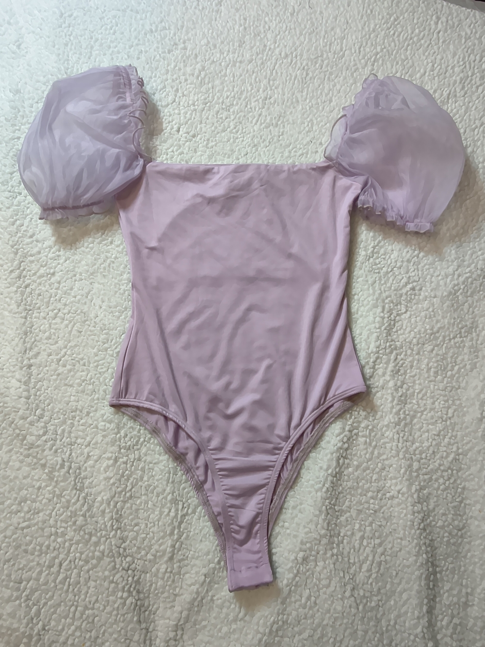 Princess Polly Lilac Puff-Sleeve One-Piece Bodysuit